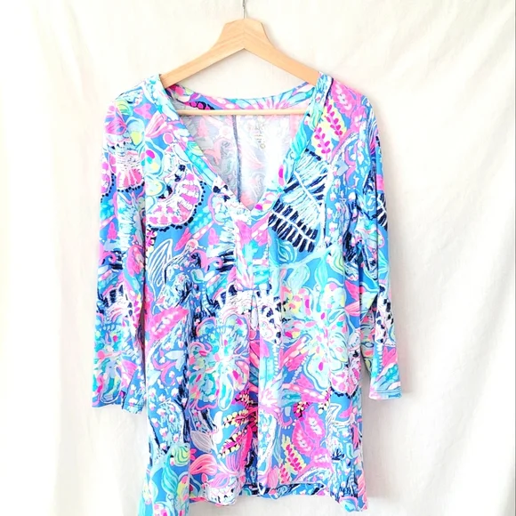 Lily Pulitzer Amina Fantasy Garden Cotton Tunic Top - Picture 2 of 7